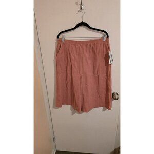 Blair Capri Shorts Womens 20P Petite elastic waist Pockets pink Crinkle Nwt Y2k